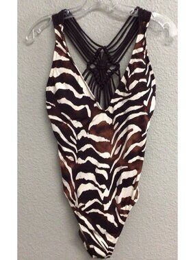 La Blanca Women's One Piece Swimsuit Size 10 Tiger Animal Print Slimming